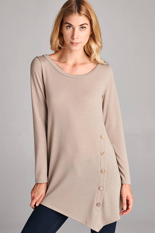ETK-3803 Solid Hacci Side Button Tunic