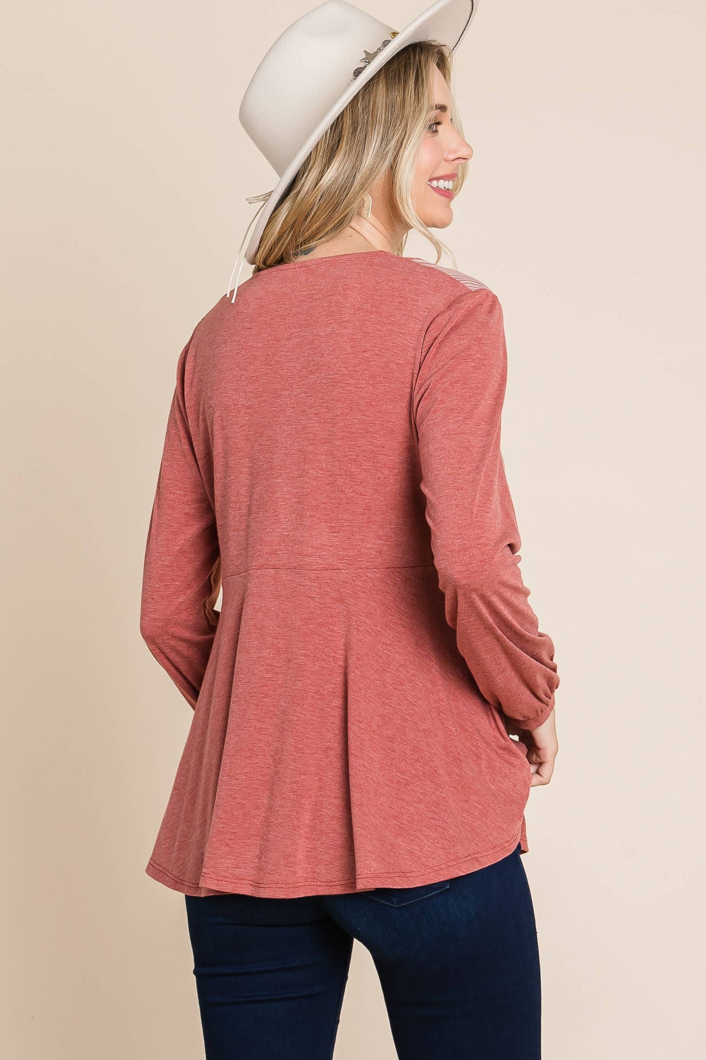 Solid Long Sleeve Tunic Top