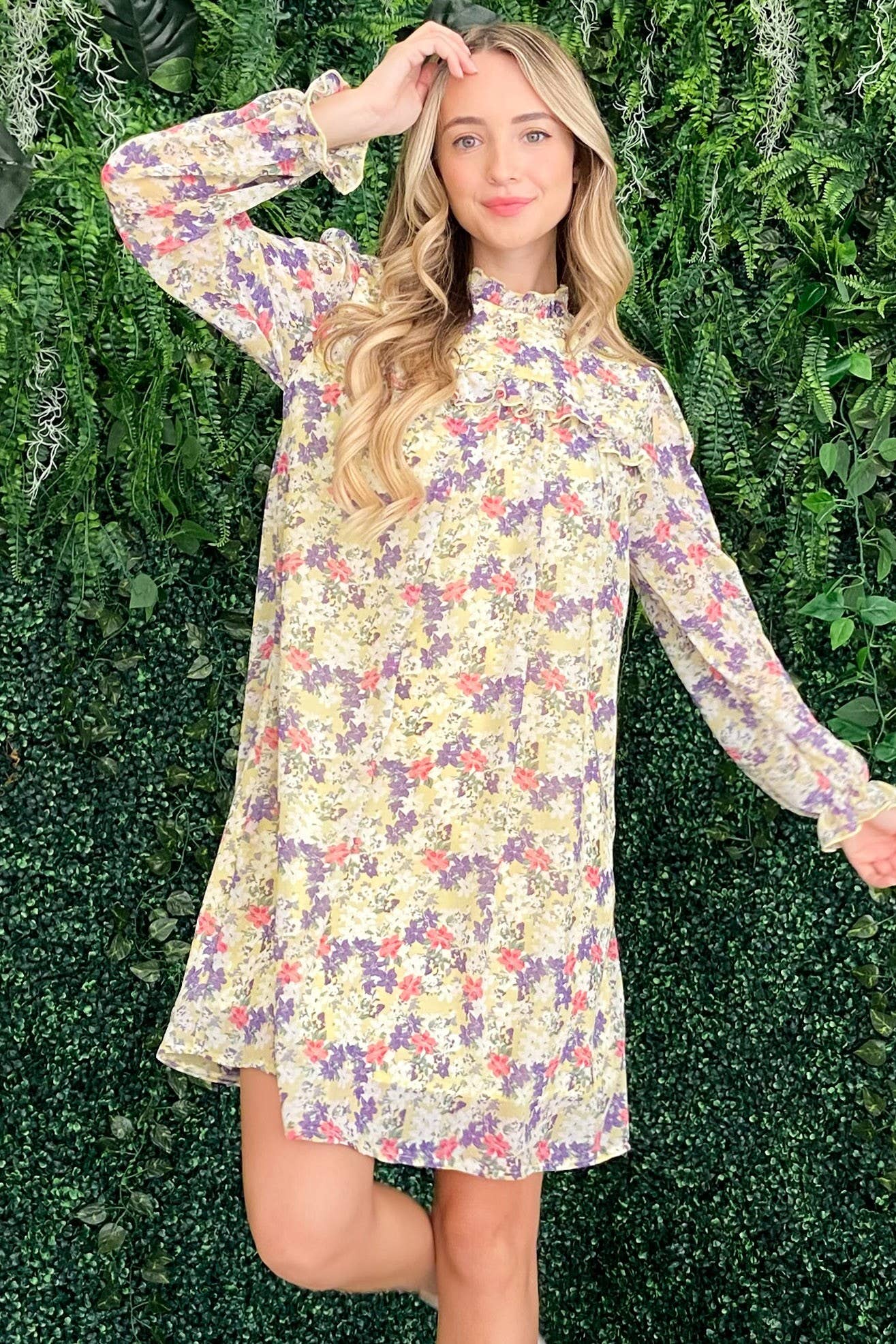 ATW14578 - Floral Print Baby Doll Dress
