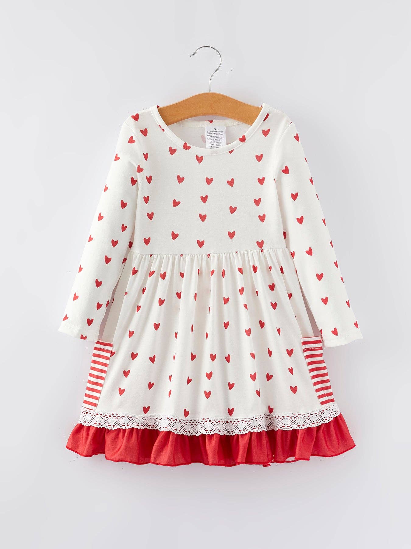 Valentine's Day Heart Print Ruffle Pocket Dress