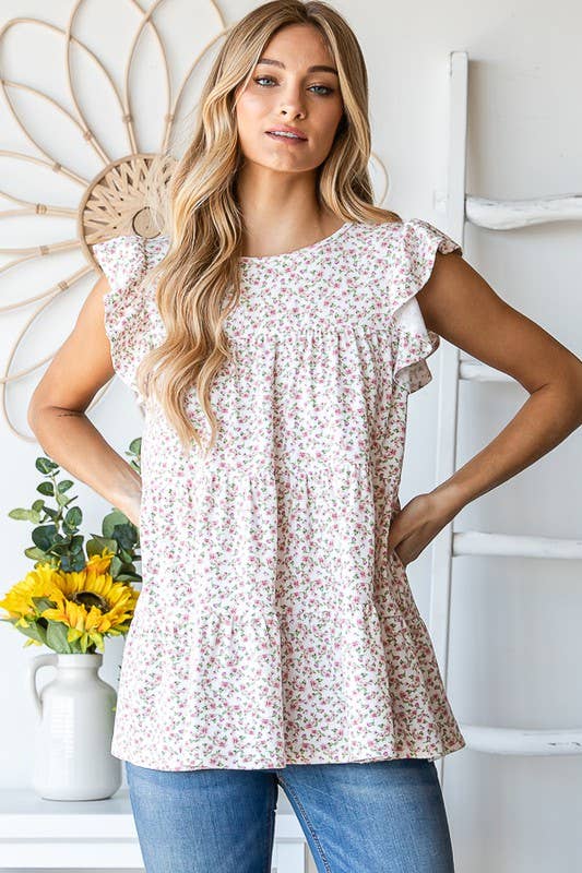 ET6628-16 FLORAL TIERED TOP