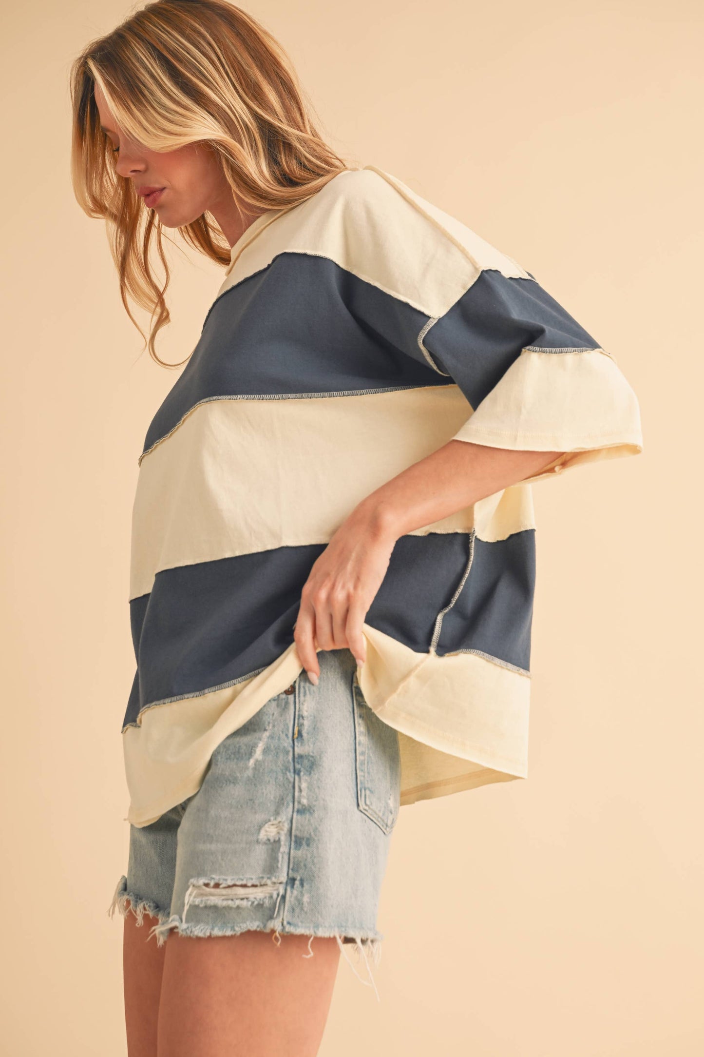 8417FN Polly Color Block Top