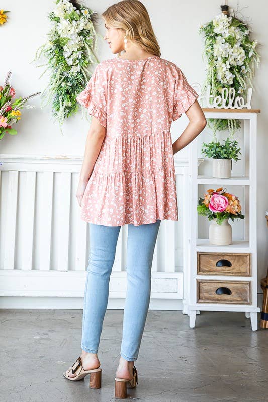 ET7124-17 FLORAL TIERED TOP
