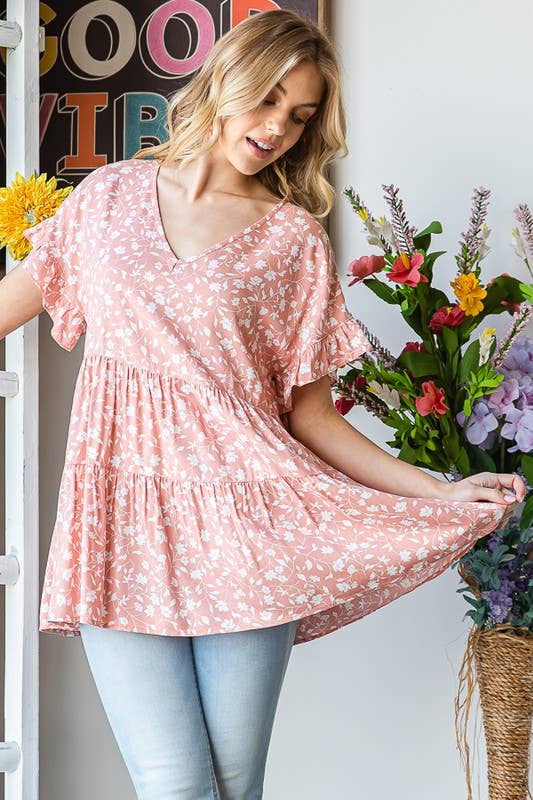 ET7124-17 FLORAL TIERED TOP