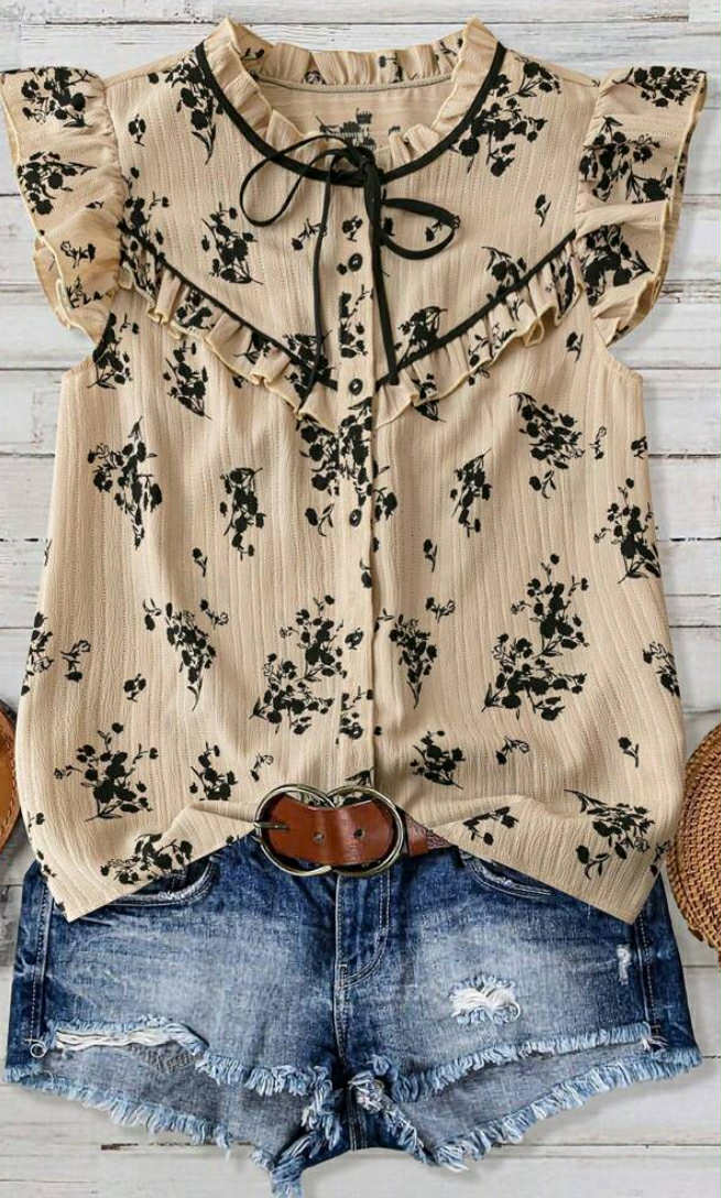 Black and Cream Floral Print