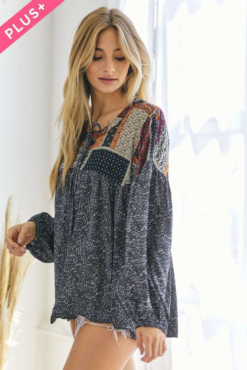 PLUS PRINTED LONG SLEEVE