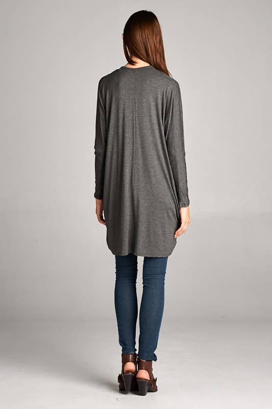 ETK-3762 Dolman Sleeves Draped Cardigan