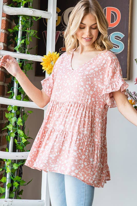 ET7124-17 FLORAL TIERED TOP