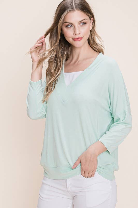 G-130 Basic Solid Modal Dolman Sleeves Top