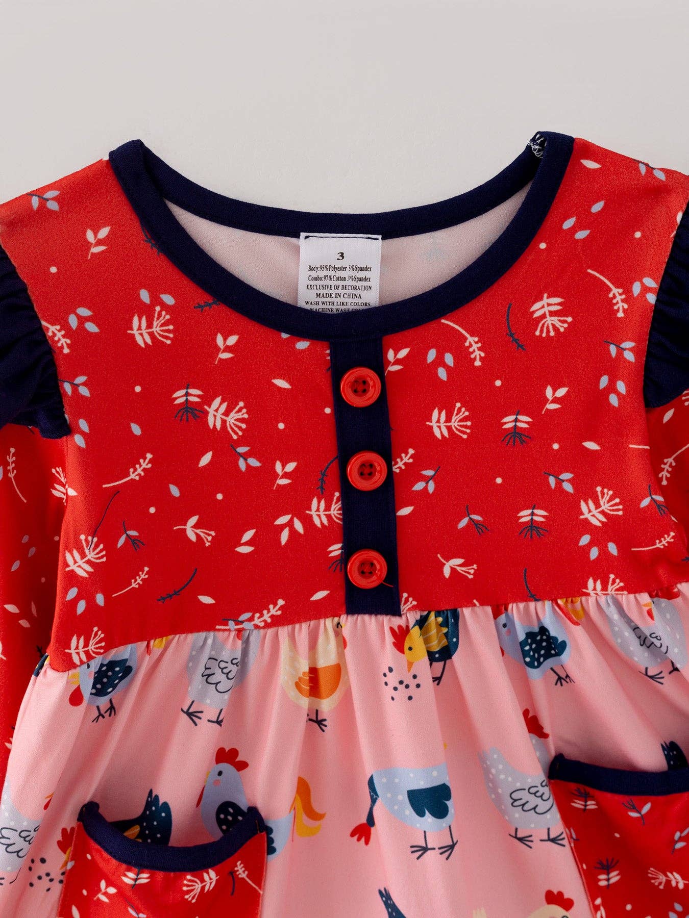 Print Pocket Chicken Outfit Set