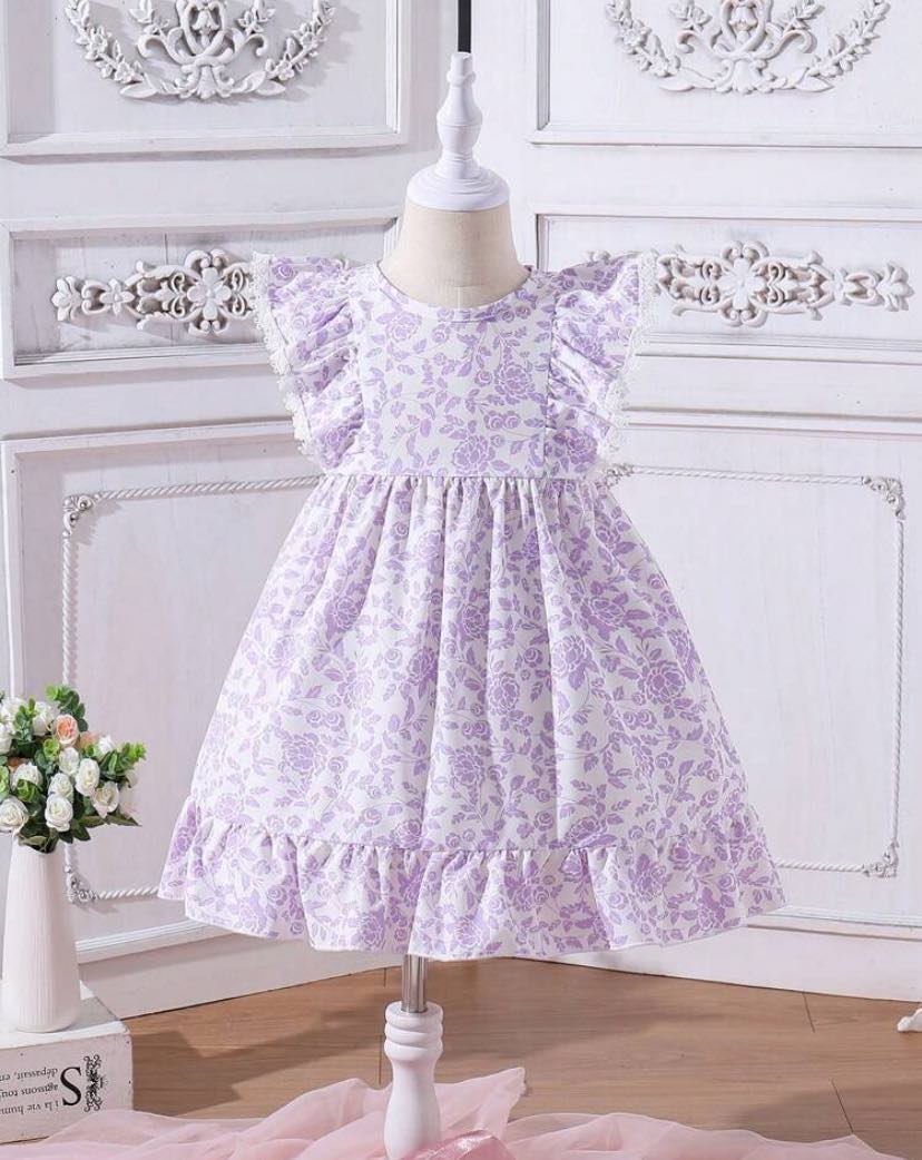 Vintage Floral Lace Trim Dress