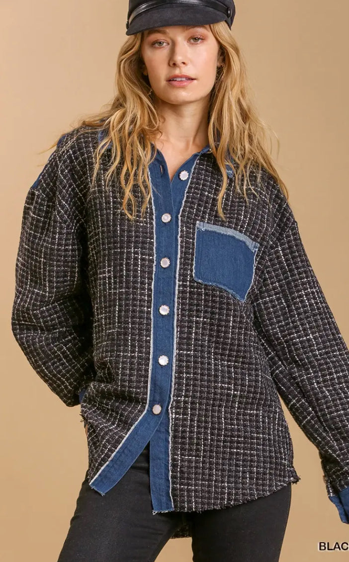 UMGEE Plaid Collared Shacket