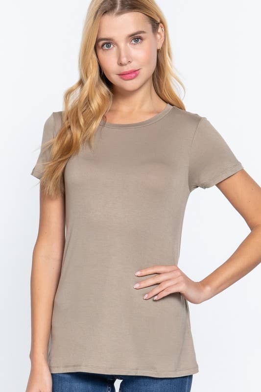 Short Sleeve Crew Neck Rayon Spandex Jersey Top