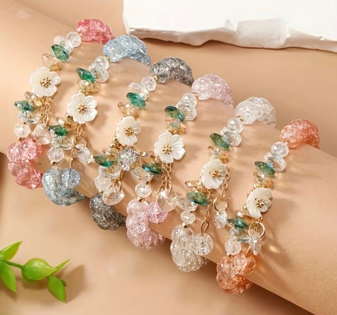 Camellia Flower Bead Bracelet