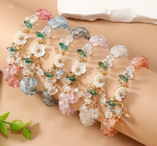 Camellia Flower Bead Bracelet