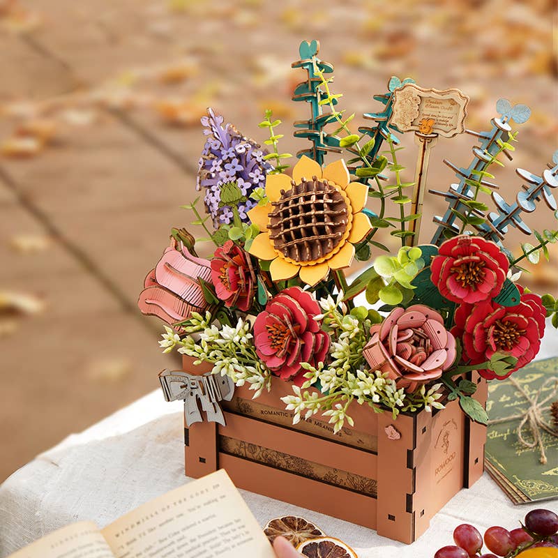 DIY 3D Flower Puzzle Wooden Bloom Box