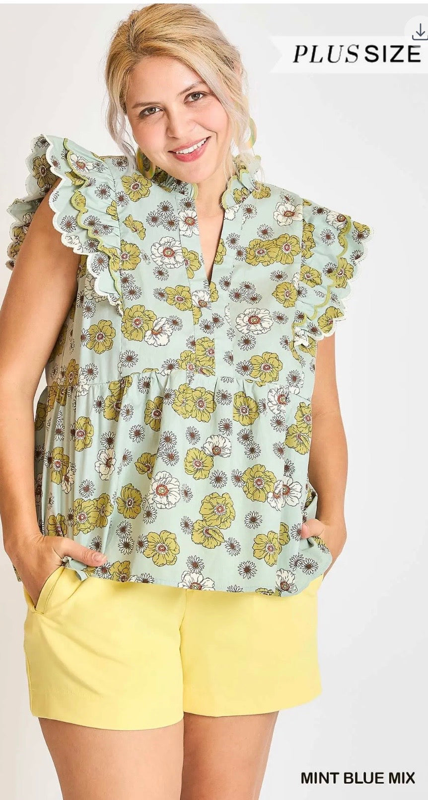 UMGEE Floral Print Peplum Top