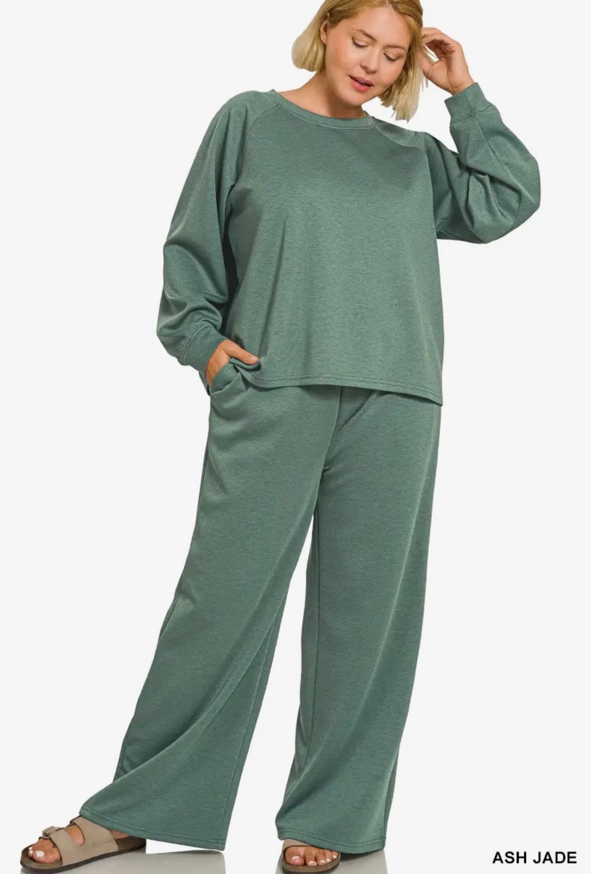 Scuba Side Slit Top & Pants Set Zenana