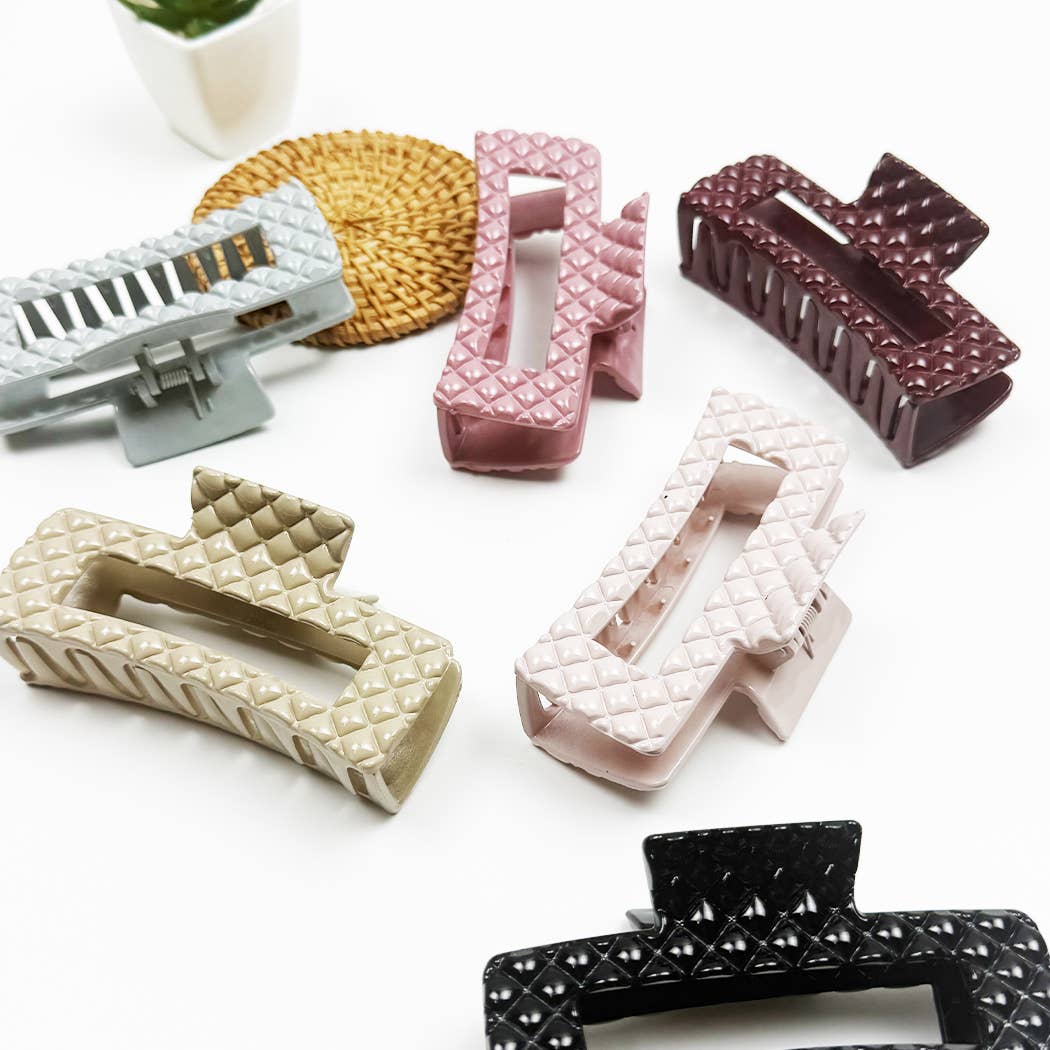 Embossed Glossy Rectangle Hair Claw