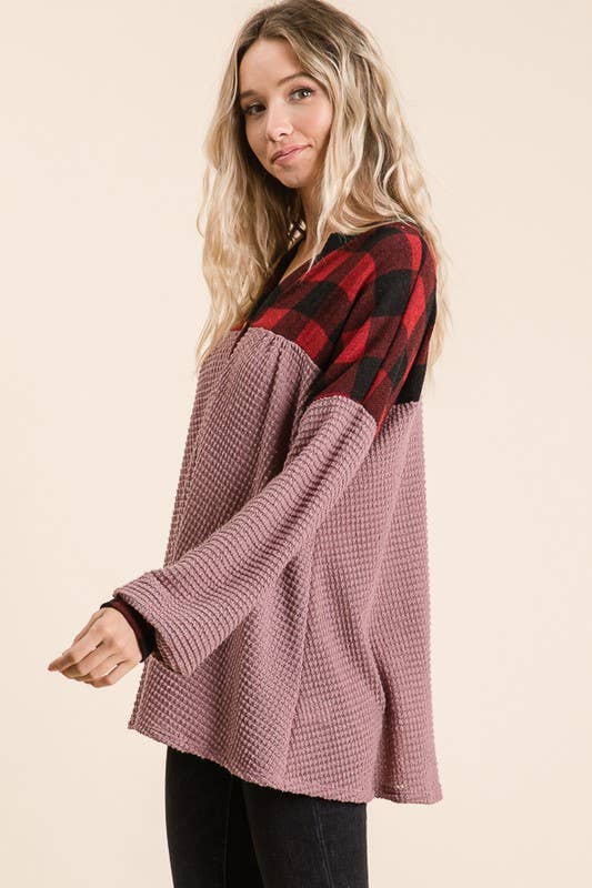 Heavy Waffle Buffalo Plaid Tunic
