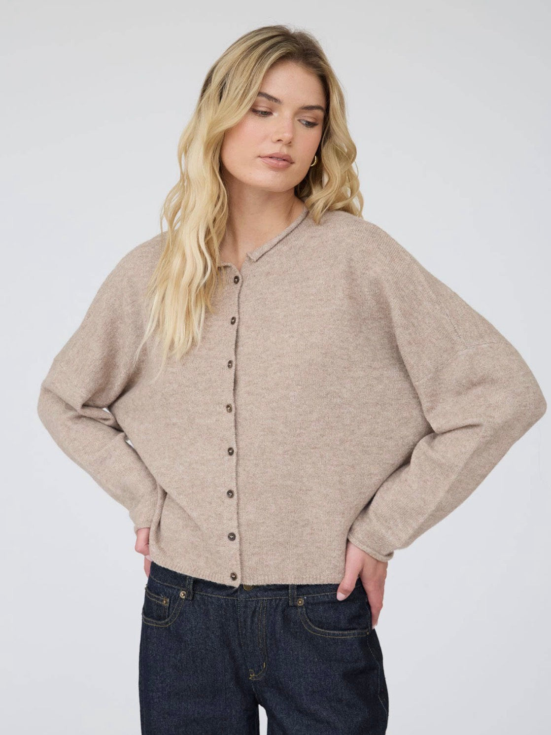 Lightweight button-down knit cardigan