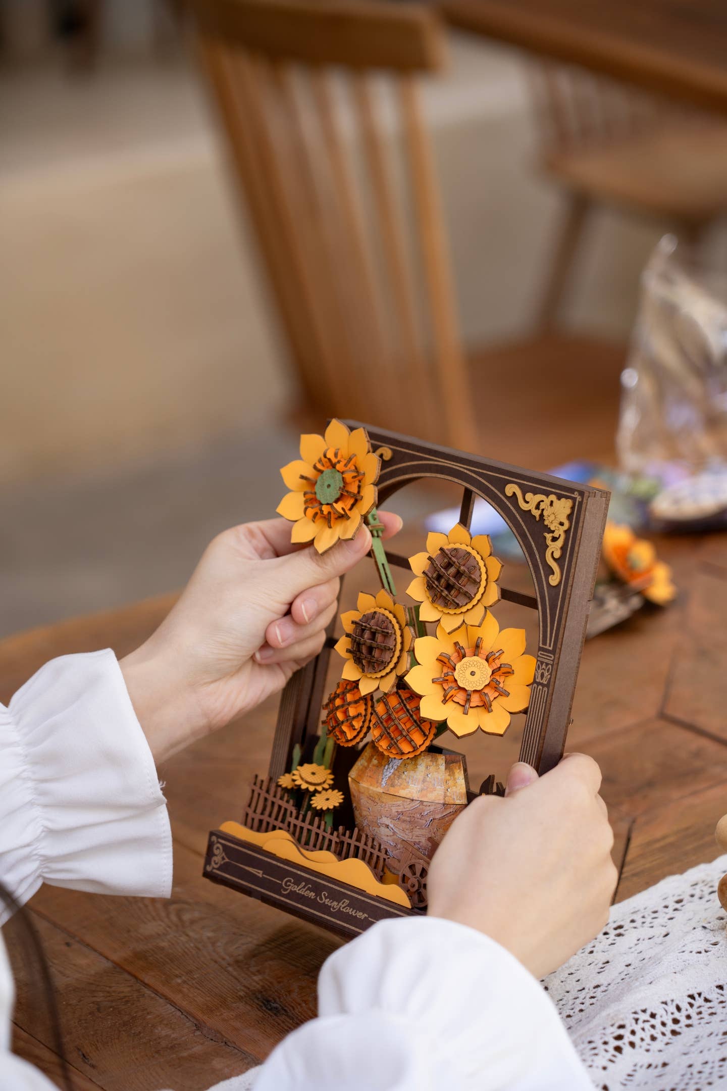 DIY 3D Wooden Puzzle: Golden Sunflower