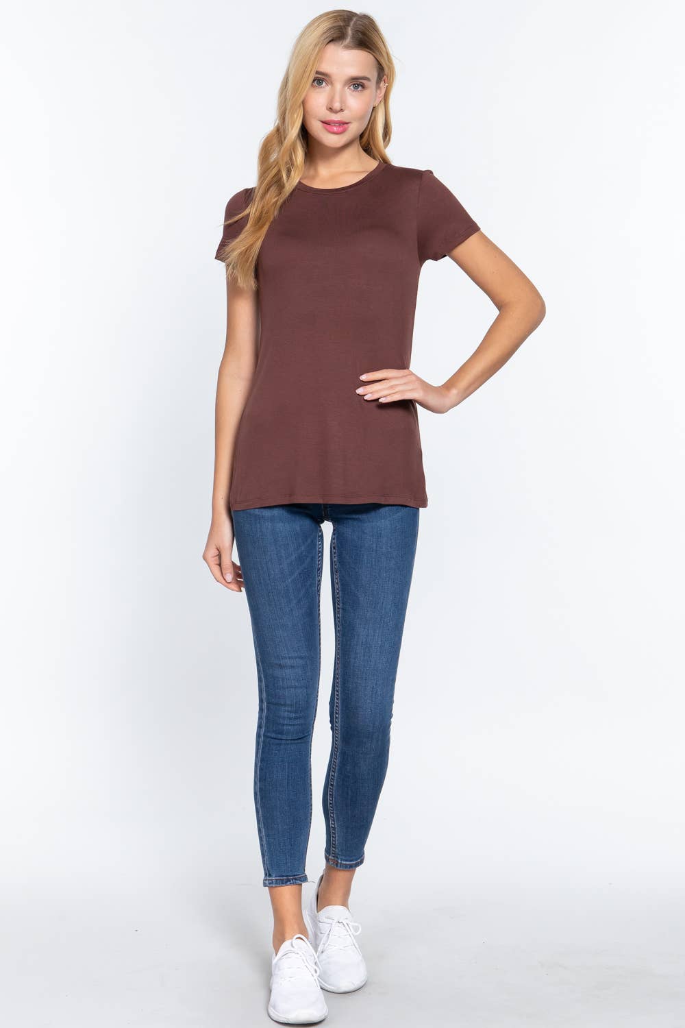 Short Sleeve Crew Neck Rayon Spandex Jersey Top