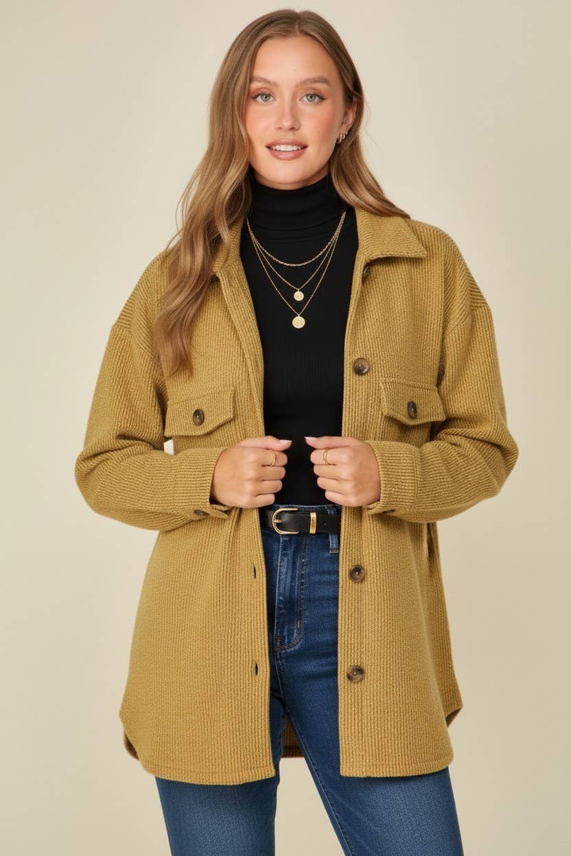 Brushed Button Down Shaket