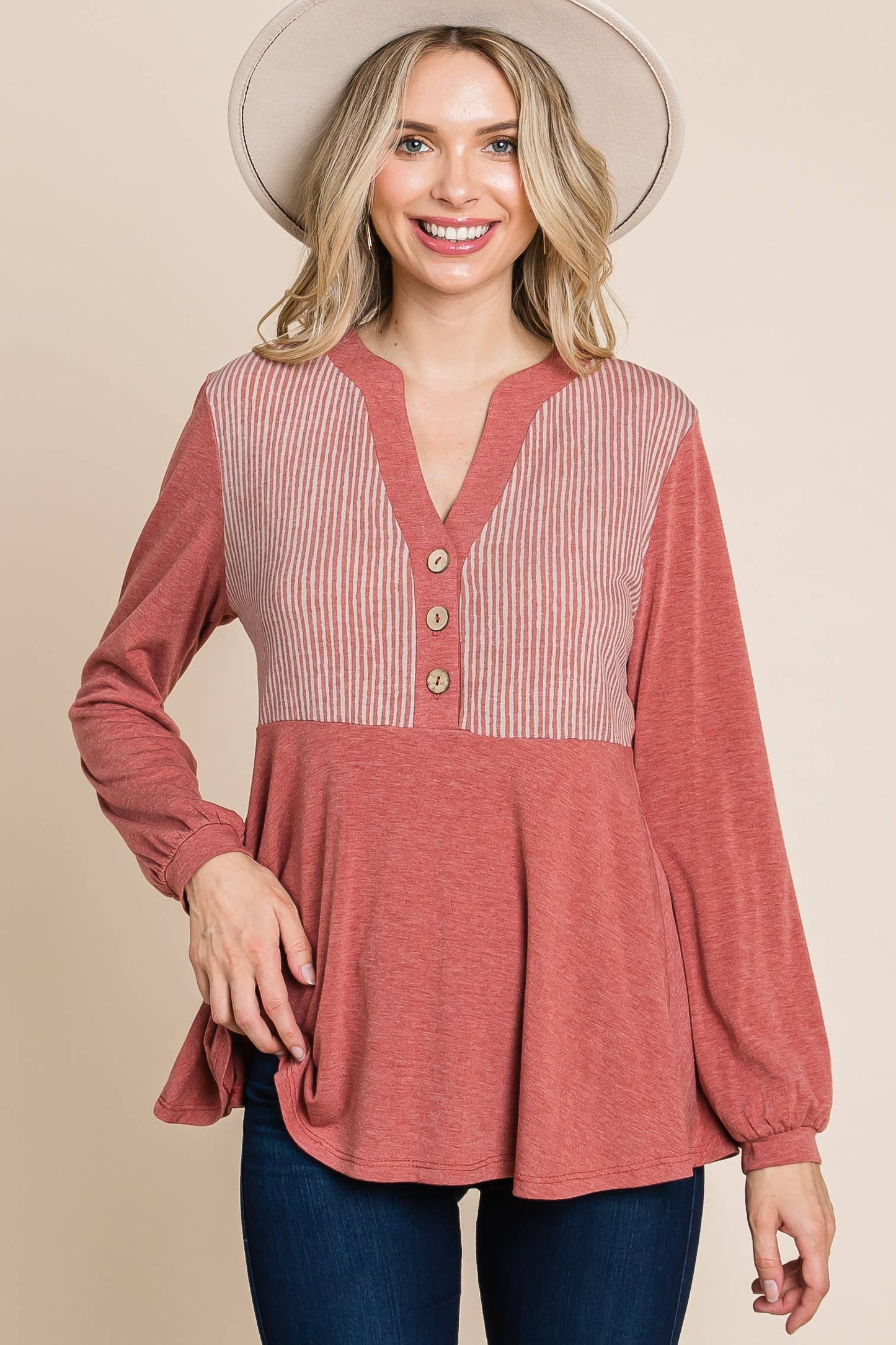 Solid Long Sleeve Tunic Top