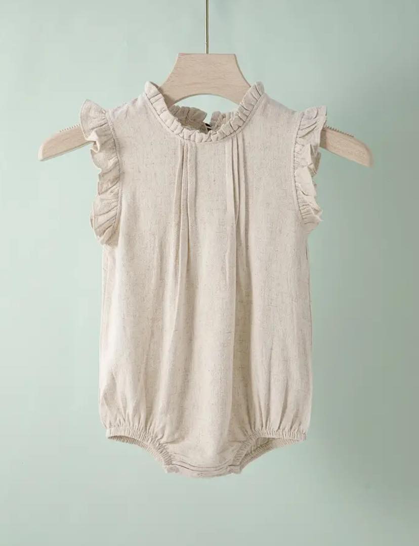 Flutter Sleeve Cotton Romper - 2 Colors