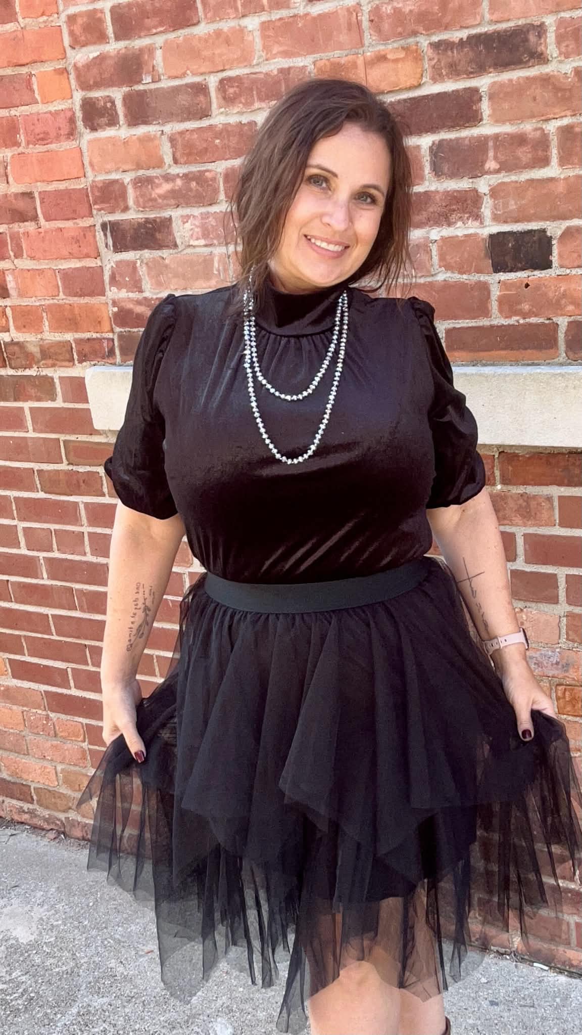 Black Layered Short Length Tulle Skirt