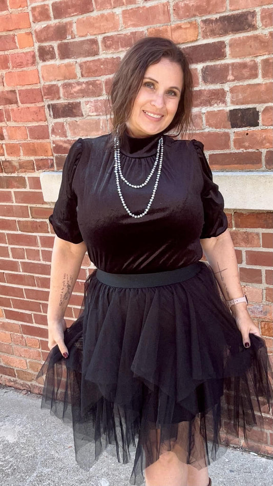 Black Layered Short Length Tulle Skirt