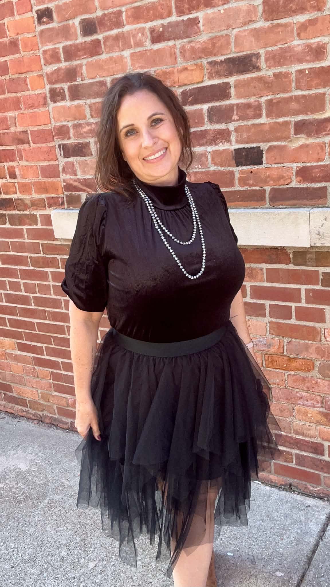 Black Layered Short Length Tulle Skirt
