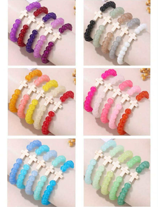 Glass Bead Cross Bracelet
