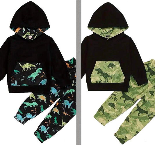 Dinosaur Print Hooded Sets