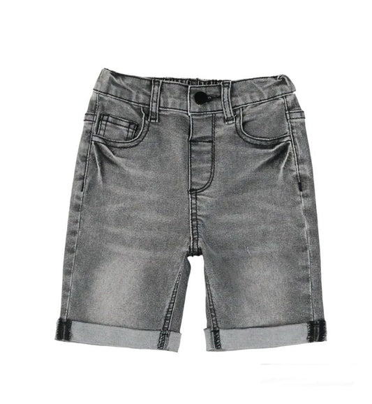 Boys Washed Rolled Hem Gray Shorts