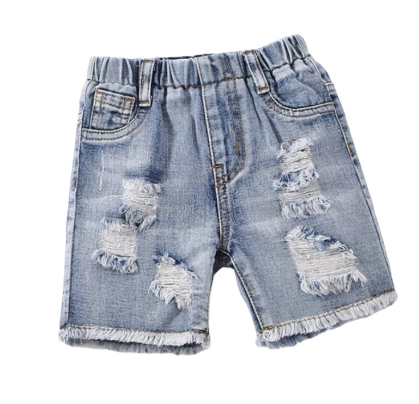 Boys Frayed Raw Hem Denim Shorts