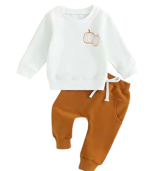 Back Printed Pumpkin Patch Sweatsuit