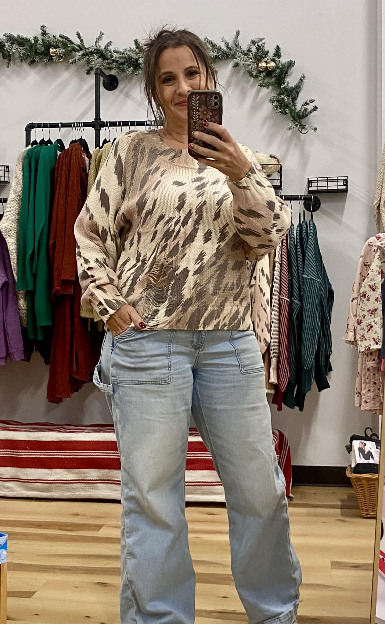 UMGEE Distressed Cream Sweater