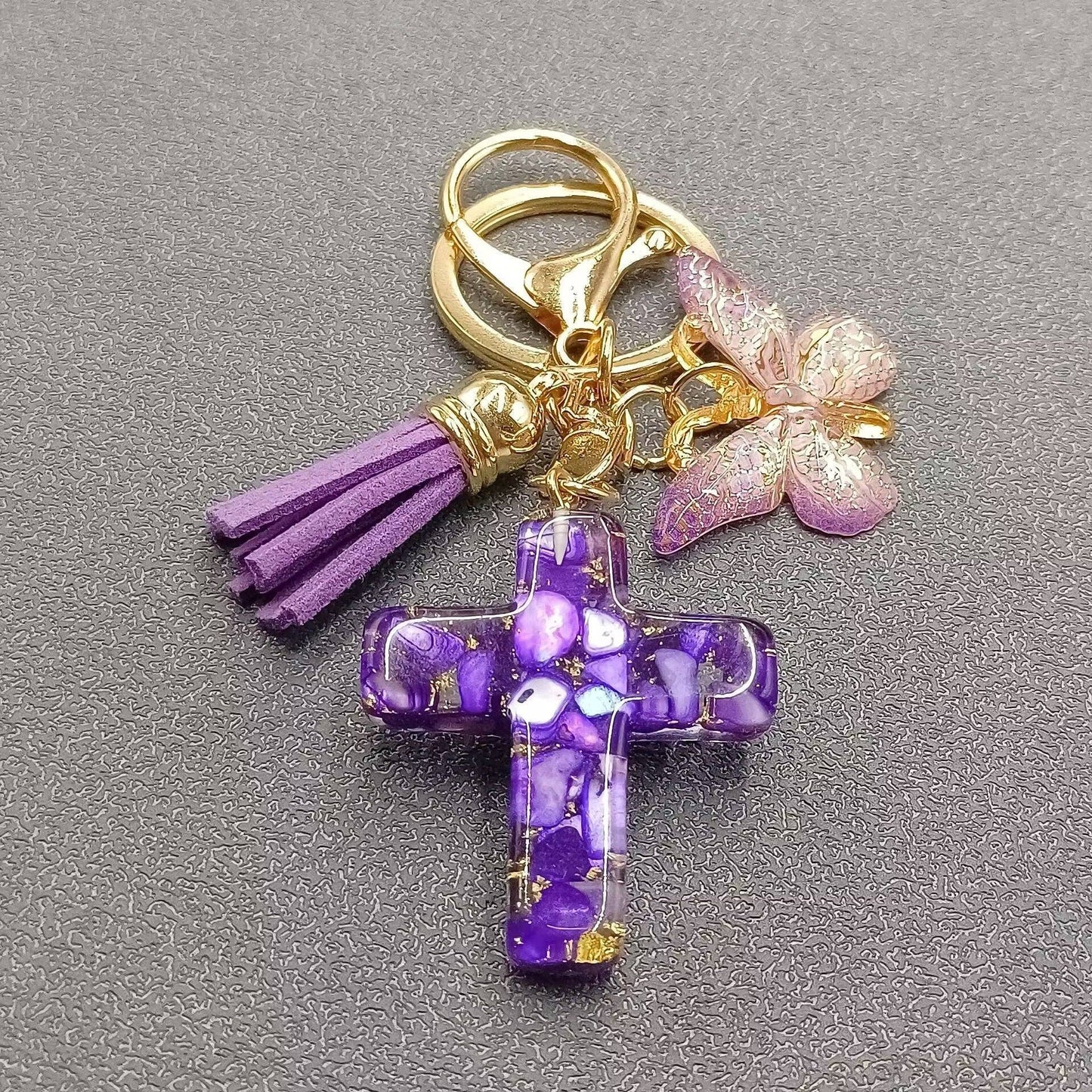 Multi-style Acrylic Butterfly Resin Cross Pendant  Keychains