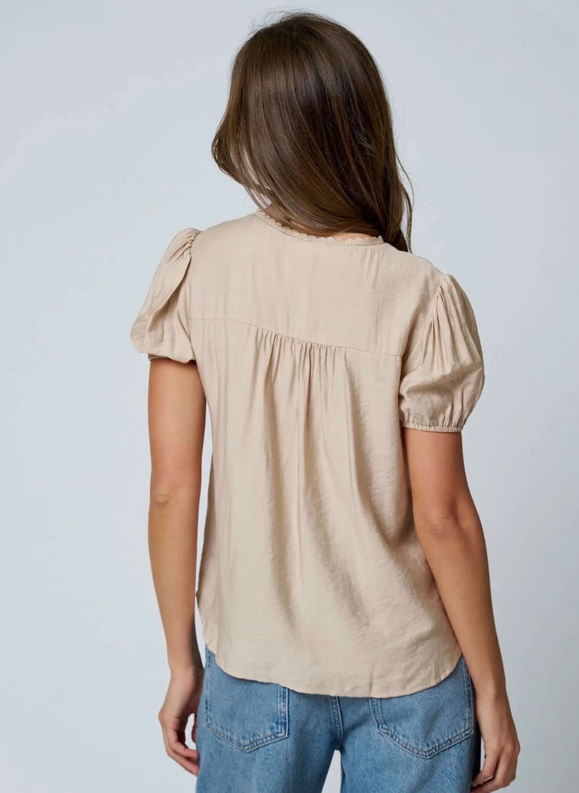 Embroidered Yoke Lace Top