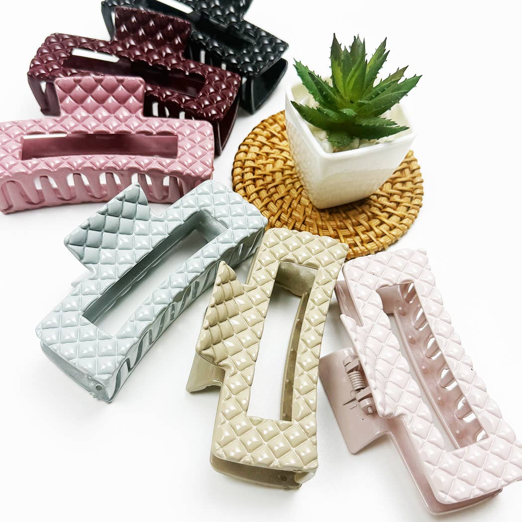 Embossed Glossy Rectangle Hair Claw