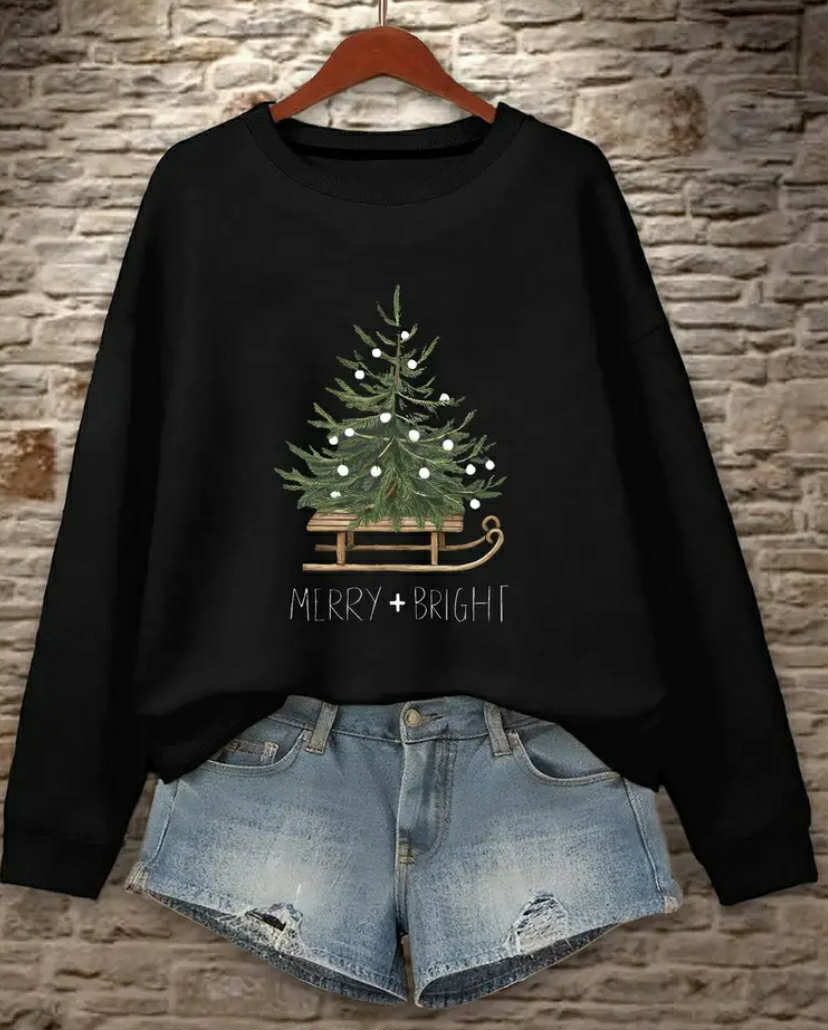 Merry And Bright Black Sweatshirt