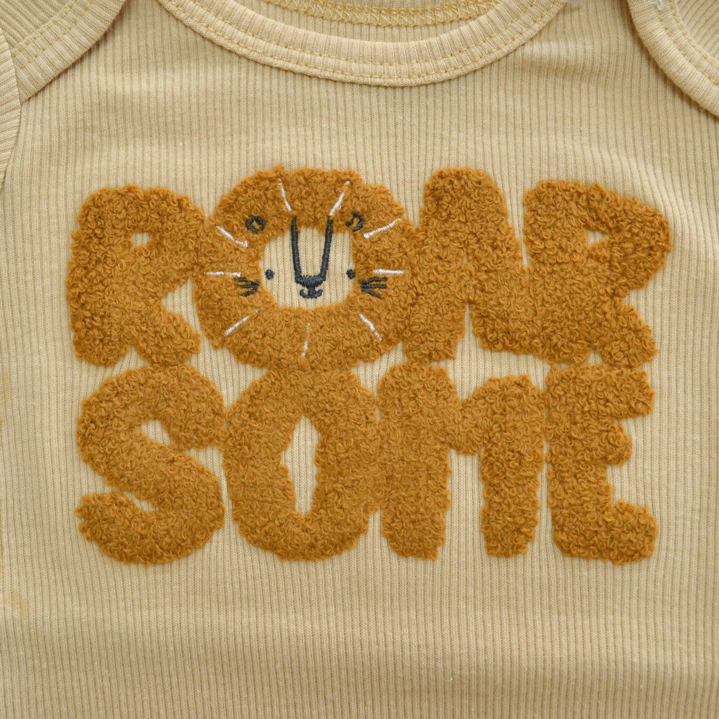 Baby 3pcs Chenille Applique Bodysuit Hat Pants Set