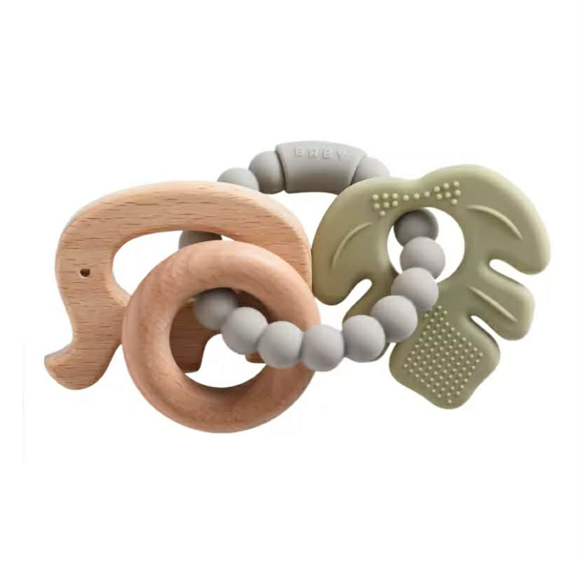 Silicon and Wood Rattle Teethers