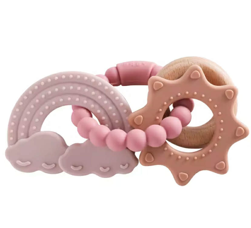 Silicon and Wood Rattle Teethers