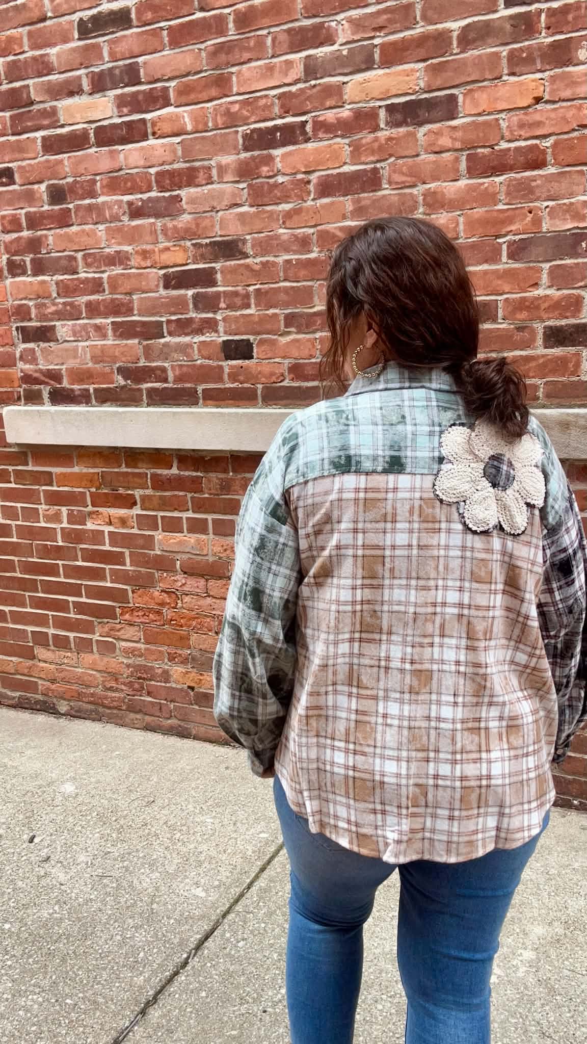 Vintage patchwork plaid shirt jacket