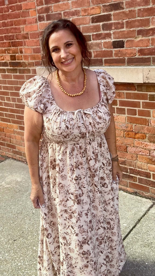 Plus Size Floral Toile Dress