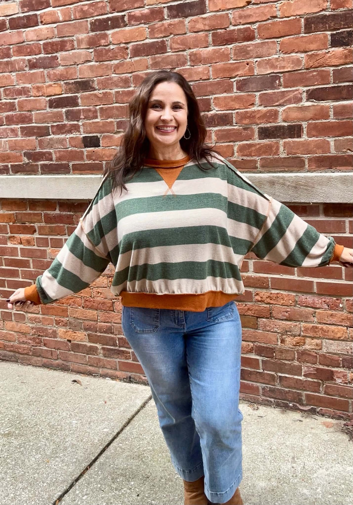 Striped Color Block Hacci Pullover Top