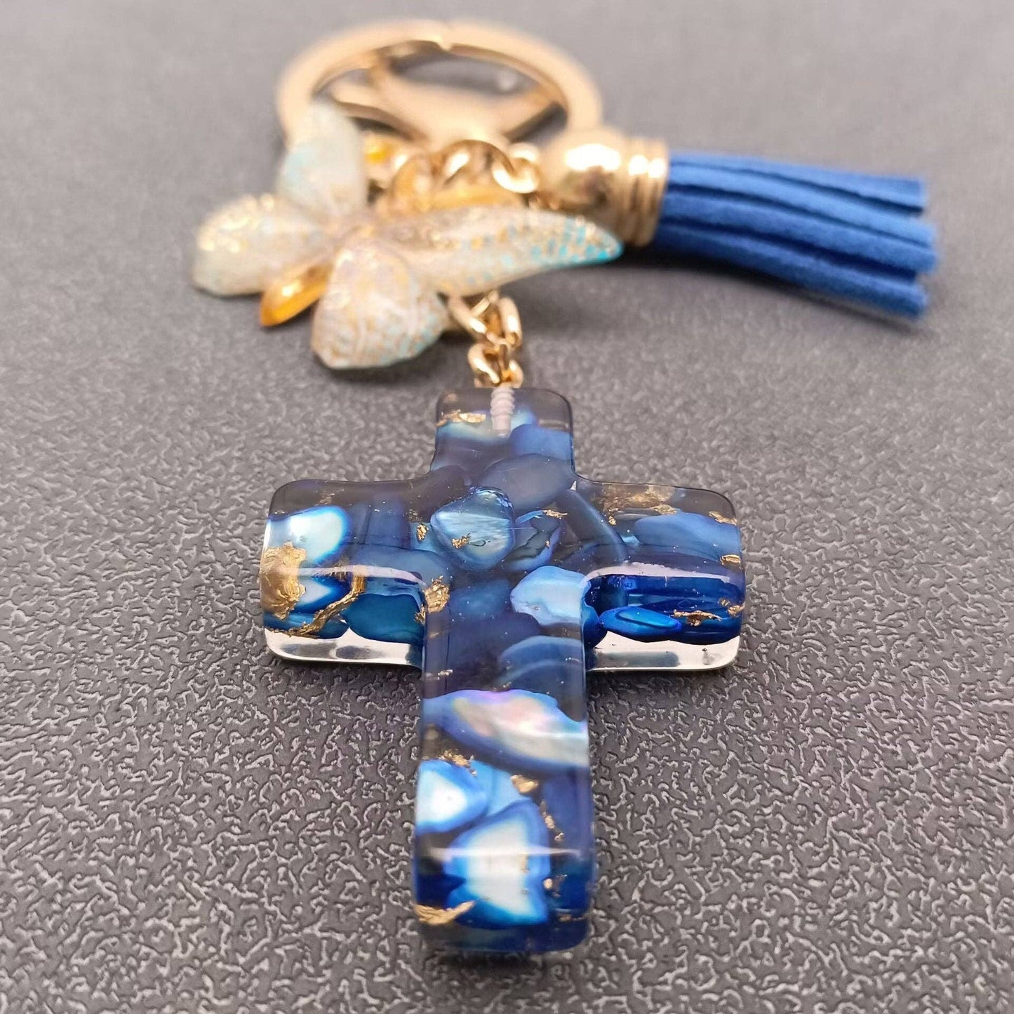 Multi-style Acrylic Butterfly Resin Cross Pendant  Keychains